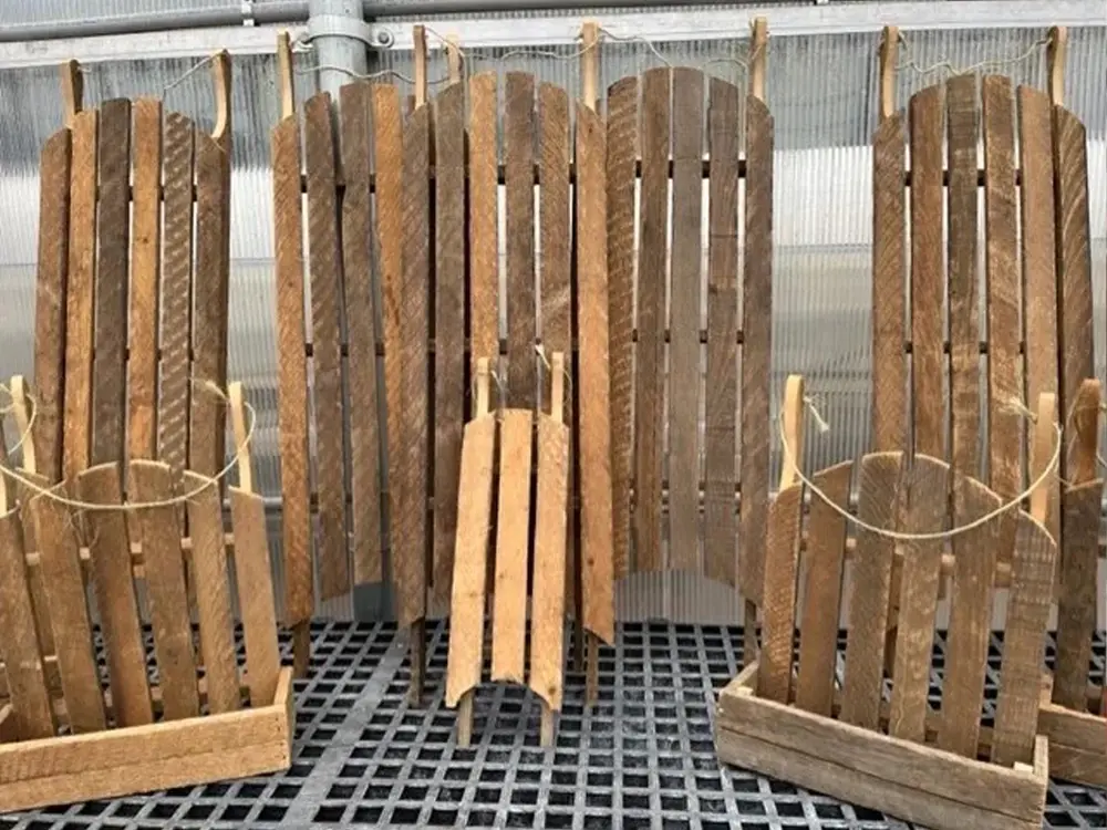 Wooden rustic sled decorations